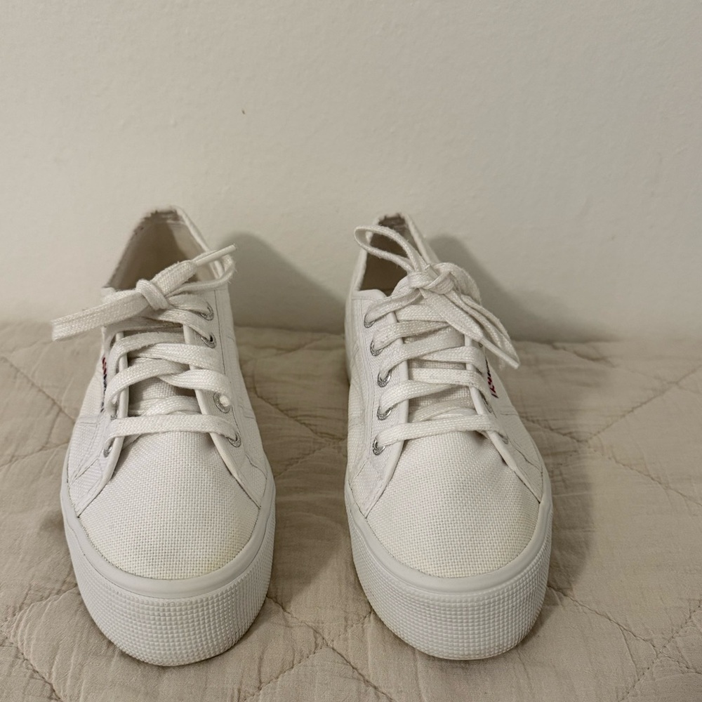 Superga Classic White Lace-Up Sneakers